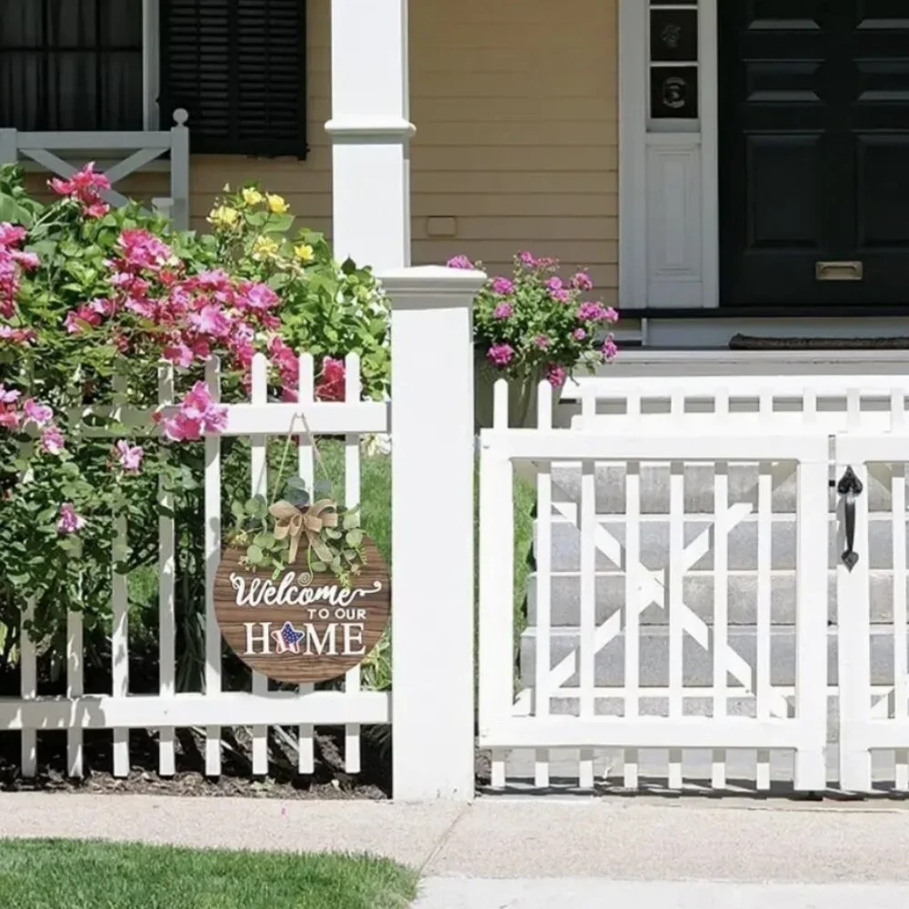Welcome Sign for Front Door, Seasonal Wreath with Interchangeable Magnets